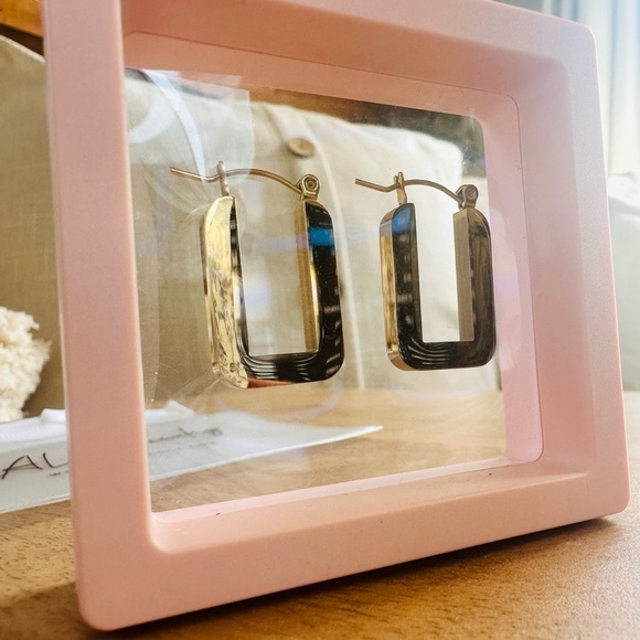 LALA Gold Hoop Earrings in Pink Display Case - Picture 6 of 8